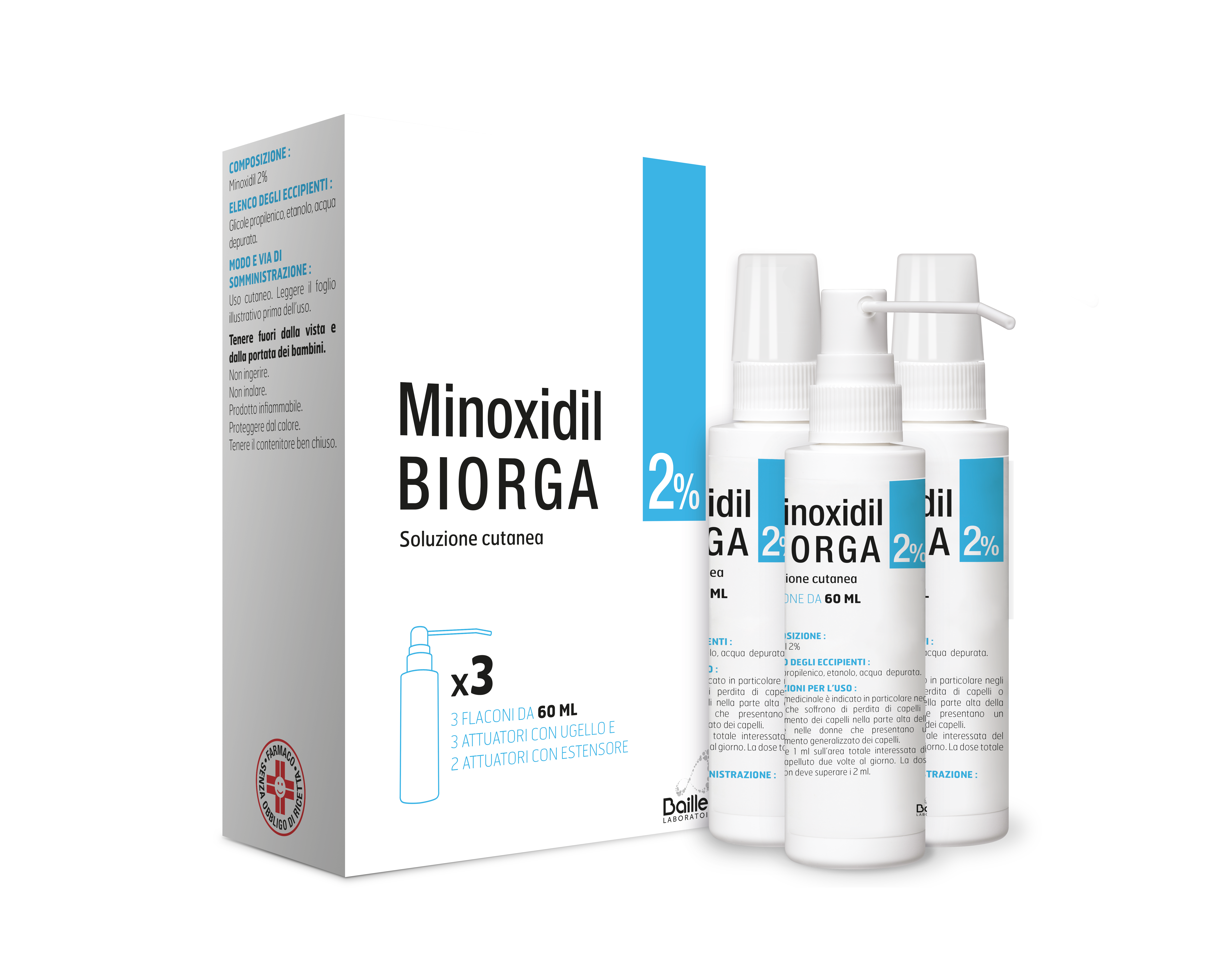MINOXIDIL BIORGA*SOL CUT 3FL2% - pharmaonline24.it