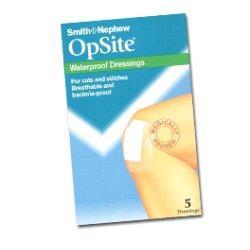 MEDICAZIONE POST OPERATORIA ADESIVA STERILE IN POLIURETANO SEMI PERMEABILE TRASPARENTE CON TAMPONE A BASSA ADERENZA OPSITE POST OP 6,5X5CM 5 PEZZI - pharmaonline24.it