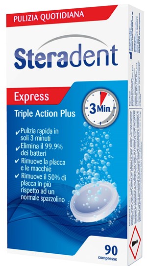 STERADENT TRIPLE ACTION PLUS 90 COMPRESSE PULENTI - pharmaonline24.it