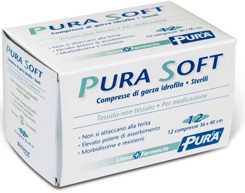 GARZA IN TESSUTO NON TESSUTO PURA SOFT 36X40CM 12 PEZZI - pharmaonline24.it