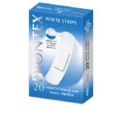 CEROTTO PRONTEX WHITE STRIPS IN TESSUTO NON TESSUTO BIANCO STERILE SCATOLA 20 CEROTTI MEDI - pharmaonline24.it