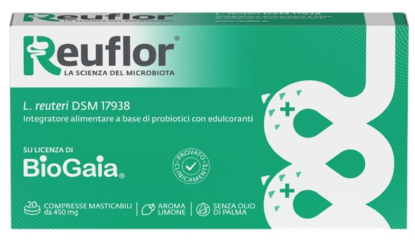 REUFLOR 20 COMPRESSE MASTICABILI AROMA LIMONE - pharmaonline24.it