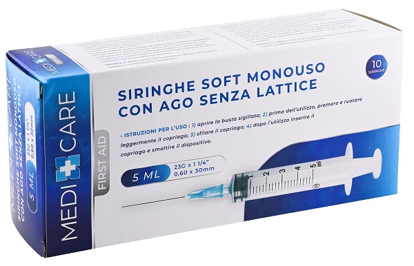 SIRINGA SOFT CAPACITA' 5ML AGO GAUGE 23 CONFEZIONE 10 PEZZI GAMMADIS - pharmaonline24.it
