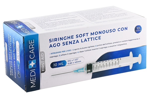 SIRINGA SOFT CAPACITA' 10ML AGO GAUGE 21 CONFEZIONE 10 PEZZI GAMMADIS - pharmaonline24.it