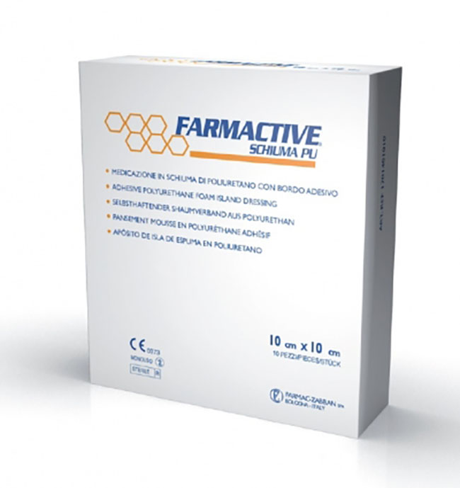 CEROTTO FARMACTIVE SCHIUMA IN POLIURETANO 10X10 CM 10 PEZZI - pharmaonline24.it