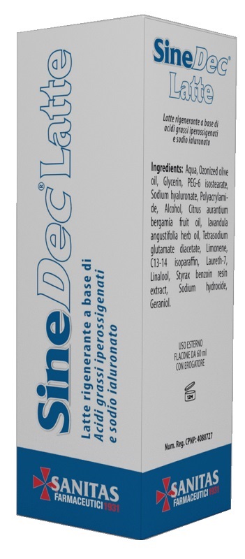 EMULSIONE PROFUMATA CONTENENTE OLIO OSSIGENATO PER PREVENZIONE E MEDICAZIONE DELLE ULCERE DA DECUBITO DI GRADO I SU PELLE INTEGRA SINEDEC LATTE 60ML - pharmaonline24.it