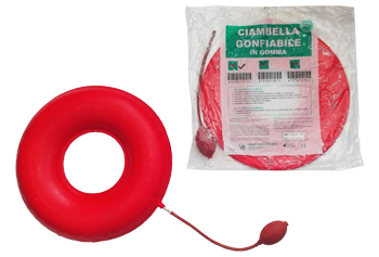 CIAMBELLA GONFIABILE PER INVALIDI IN GOMMA ROSSA TEAM DELUXE CON POMPA 40CM DIAMETRO - pharmaonline24.it