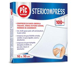 GARZA COMPRESSA IDROFILA PIC STERICOMPRESS 10X10 CM 4 BUSTE  25 PEZZI - pharmaonline24.it
