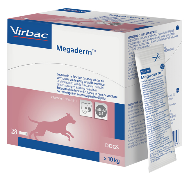 MEGADERM SUPPLEMENTO CANI SUPERIORI A 10 KG SCATOLA DA 28 SACCHETTI MONODOSE 4 ML - pharmaonline24.it