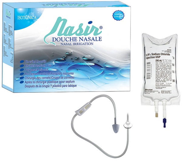 NASIR DOCCIA NASALE CON SOLUZIONE FISIOLOGICA ISOTONICA 6 SACCHE 500 ML + 1 BLISTER - pharmaonline24.it