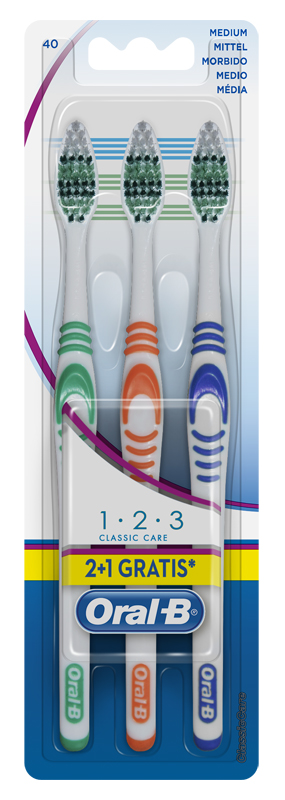 ORALB 123 CLASSIC CARE SPAZZOLINO MANUALE 3 PEZZI - pharmaonline24.it
