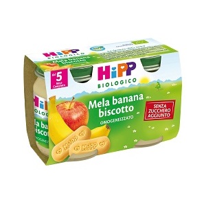 HIPP BIO OMOGENEIZZATO MELA BANANA BISCOTTO 2X125 G - pharmaonline24.it