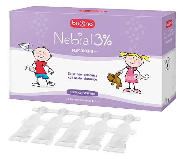 NEBIAL FLACONCINI SOLUZIONE SALINA IPERTONICA DI SODIO CLORURO AL 3% CON ACIDO IALURONICO 20X5 ML - pharmaonline24.it