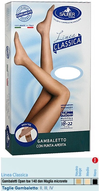 SAUBER GAMBALETTO OPEN TOE MAGLIA MICRORETE 140 DEN COLORE NEUTRO BEIGE TAGLIA 4 LINEA CLASSICA - pharmaonline24.it