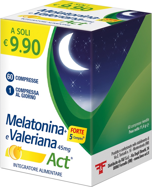 MELATONINA+FORTE 5 COMPLEX E VALERIANA ACT 60 COMPRESSE - pharmaonline24.it