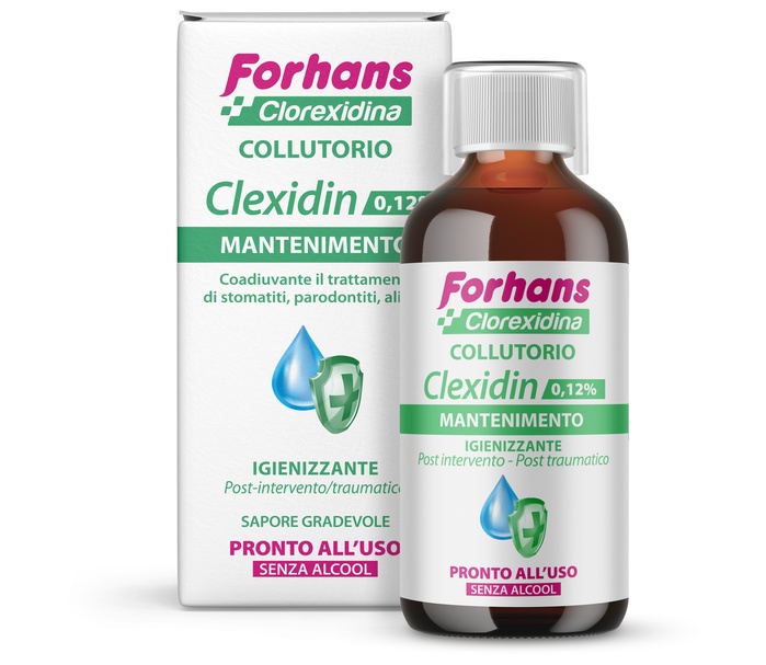 FORHANS COLLUTORIO CON CLOREXIDINA 0,12 CLEXIDIN SENZA ALCOOL 200 ML - pharmaonline24.it