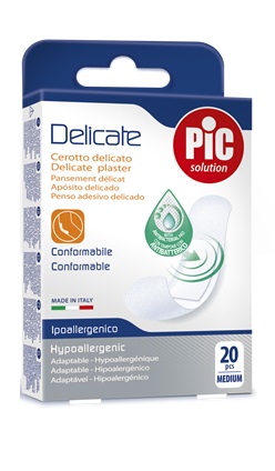CEROTTO PIC DELICATE 19X72 MM ANTIBATTERICO 20 PEZZI - pharmaonline24.it