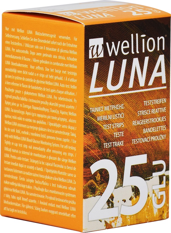 WELLION LUNA 25 STRIPS STRISCE PER MISURAZIONE GLICEMIA - pharmaonline24.it