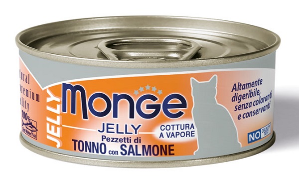 MONGE NATURAL QUALITY GATTO MONGE JELLY PEZZETTI DI TONNO BONITO/SALMONE 80 G - pharmaonline24.it