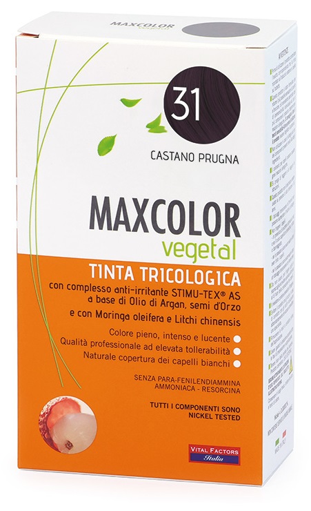 MAXCOLOR VEGETAL TINTA TRICOLOGICA 31 CASTANO PRUGNA 140 ML - pharmaonline24.it