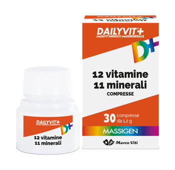 MASSIGEN DAILYVIT 12 VITAMINE 11 MINERALI 30 COMPRESSE RIVESTITE - pharmaonline24.it