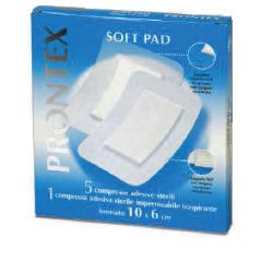 GARZA COMPRESSA PRONTEX SOFT PAD 10X6 CM 6 PEZZI (5 TNT + 1 IMPERMEABILE AQUA PAD) - pharmaonline24.it