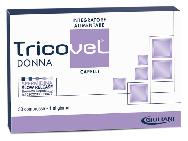 TRICOVEL DONNA INTEGRATORE ALIMENTARE CON NUTRIENTI SPECIFICI PER CAPELLI 30 COMPRESSE - pharmaonline24.it