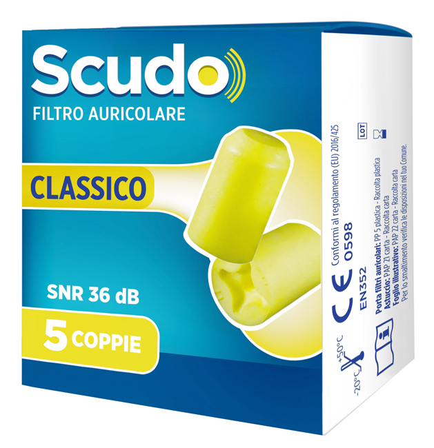 SCUDO FILTRO AURICOLARE CLASSICO SNR 36 DB 7-12MM 5 PAIA - pharmaonline24.it