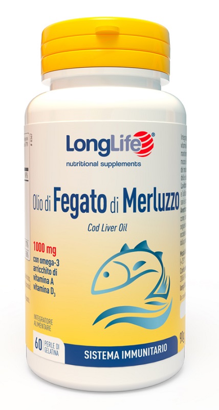 LONGLIFE OLIO FEGATO MERLUZZO 1000 MG 60 PERLE IN GELATINA - pharmaonline24.it