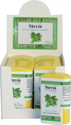 STEVIA EDULCORANTE 200 COMPRESSE DISPLAY CONTENENTE 14 DISPENSER - pharmaonline24.it