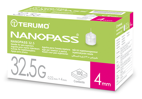 AGO PER PENNA DA INSULINA NANOPASS 32,5 GAUGE LUNGHEZZA 4 MM 100 PEZZI - pharmaonline24.it