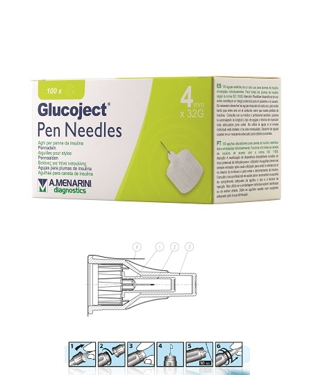 AGO PER PENNA DA INSULINA GLUCOJECT LUNGHEZZA 4 MM GAUGE 32 100 PEZZI - pharmaonline24.it