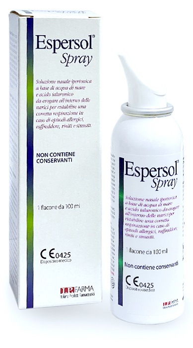 SOLUZIONE NASALE ESPERSOL SPRAY IPERTONICA A BASE DI ACQUA DI MARE E ACIDO IALURONICO 0,02% 100ML - pharmaonline24.it