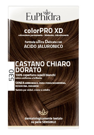 EUPHIDRA COLORPRO XD 530 CASTANO CHIARO DORATO GEL COLORANTE CAPELLI IN FLACONE + ATTIVANTE + BALSAMO + GUANTI - pharmaonline24.it