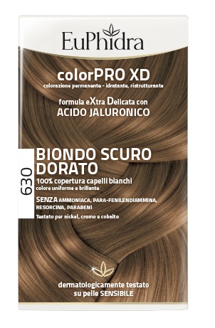 EUPHIDRA COLORPRO XD 630 BIONDO SCURO DORATO GEL COLORANTE CAPELLI IN FLACONE + ATTIVANTE + BALSAMO + GUANTI - pharmaonline24.it