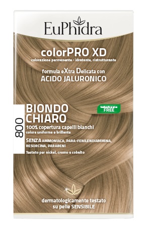EUPHIDRA COLORPRO XD 800 BIONDO CHIARO GEL COLORANTE CAPELLI IN FLACONE + ATTIVANTE + BALSAMO + GUANTI - pharmaonline24.it