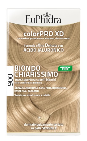 EUPHIDRA COLORPRO XD 900 BIONDO CHIARISSIMO GEL COLORANTE CAPELLI IN FLACONE + ATTIVANTE + BALSAMO + GUANTI - pharmaonline24.it