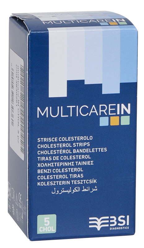 TEST COLESTEROLEMIA MULTICARE IN COLESTEROLO IN STRISCE CON ASPIRAZIONE CAPILLARE 5 PEZZI - pharmaonline24.it