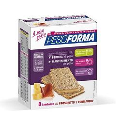 PESOFORMA SANDWICH PROSCIUTTO/FORMAGGIO 4 PASTI 8 PEZZI X 25 G - pharmaonline24.it