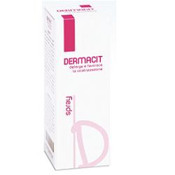 DERMACIT SPRAY FLACONE CILINDRICO IN PE BIANCO CON TASTO EROGATORE SPRAY IN PP BIANCO E CAPPUCCIO SALVATASTO TRASPARENTE,DISPOSITIVO MEDICO 1 PZ - pharmaonline24.it