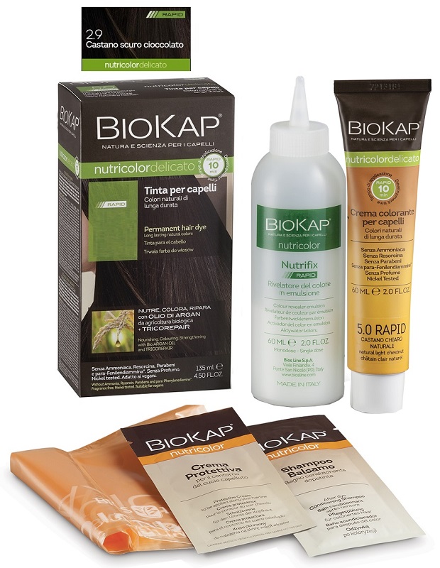 BIOS LINE  BIOKAP NUTRICOLOR DELICATO RAPID TINTA 2,9 CASTANO SCURO CIOCCOLATO 135 ML - pharmaonline24.it