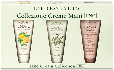 CREME MANI UNO COLLEZIONE CON CREMA MANI LIMONE 30 ML + CREMA MANI E UNGHIE OLIO D'OLIVA 30 ML + ALL'OLIO DI ARGAN CREMA MANI 30 ML - pharmaonline24.it