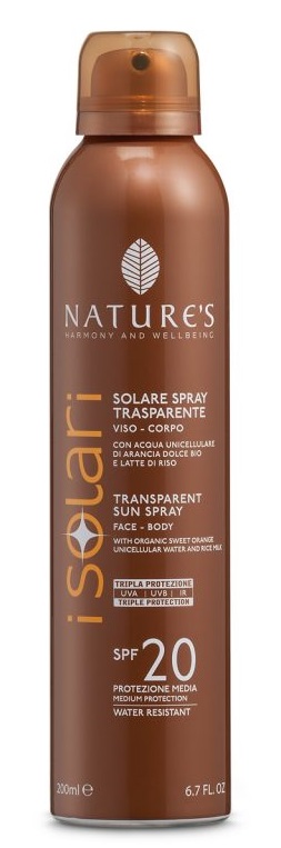 NATURE'S I SOLARI SPRAY TRASPARENTE SPF20 200 ML - pharmaonline24.it