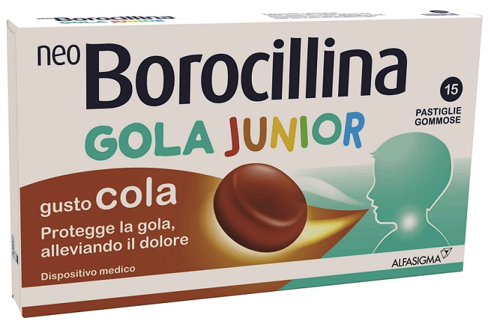 NEOBOROCILLINA GOLA JUNIOR 15 PASTIGLIE GUSTO COLA - pharmaonline24.it