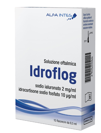 SOLUZIONE OFTALMICA IDROFLOG A BASE DI IALURONATO DI SODIO E IDROCORTISONE SODIO FOSFATO 15 FLACONCINI DA 0,5 ML - pharmaonline24.it