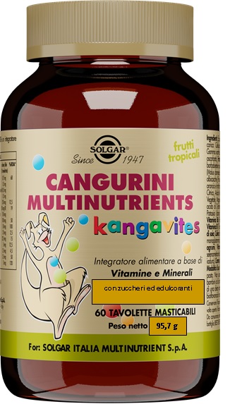 CANGURINI MULTINUTRIENTS FRUTTI TROPICALI 60 TAVOLETTE - pharmaonline24.it