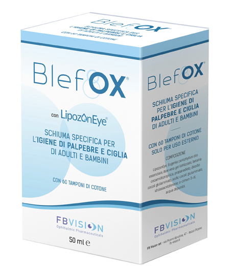 BLEFOX SCHIUMA SPECIFICA PER IGIENE PALPEBRE E CIGLIA 50 ML CON EROGATORE + 60 DISCHETTI - pharmaonline24.it