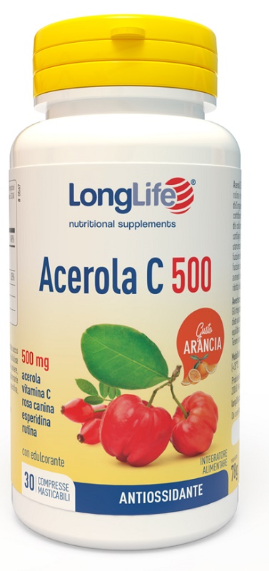 LONGLIFE ACEROLA C500 ARANCIA 30 COMPRESSE MASTICABILI - pharmaonline24.it