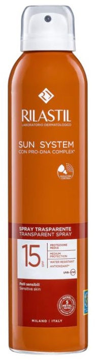 RILASTIL SUN SYSTEM TRANSPARENT SPRAY SPF15 200 ML - pharmaonline24.it