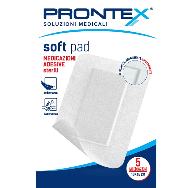 MEDICAZIONE ADESIVA STERILE PRONTEX SOFT PAD 10X15 CM 5 PEZZI - pharmaonline24.it